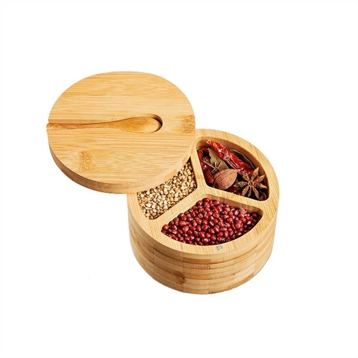 Bamboo Salt Box with Spoon Spice