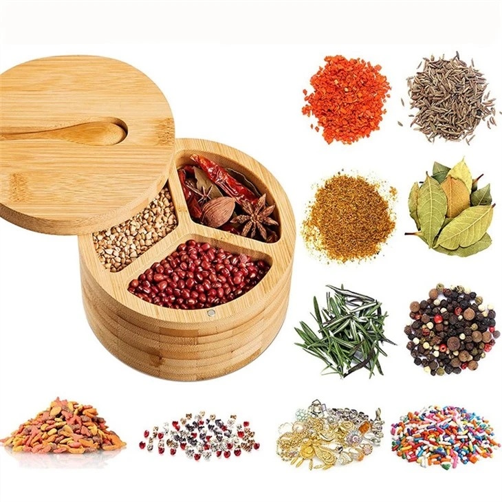 Bamboo Salt Pepper Storage Box