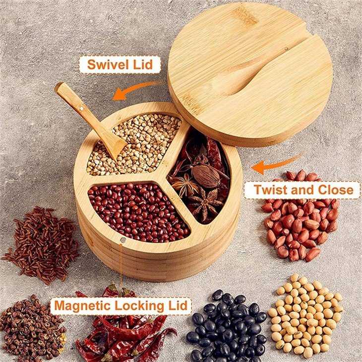 Kitchen Bamboo Spice Storage Box